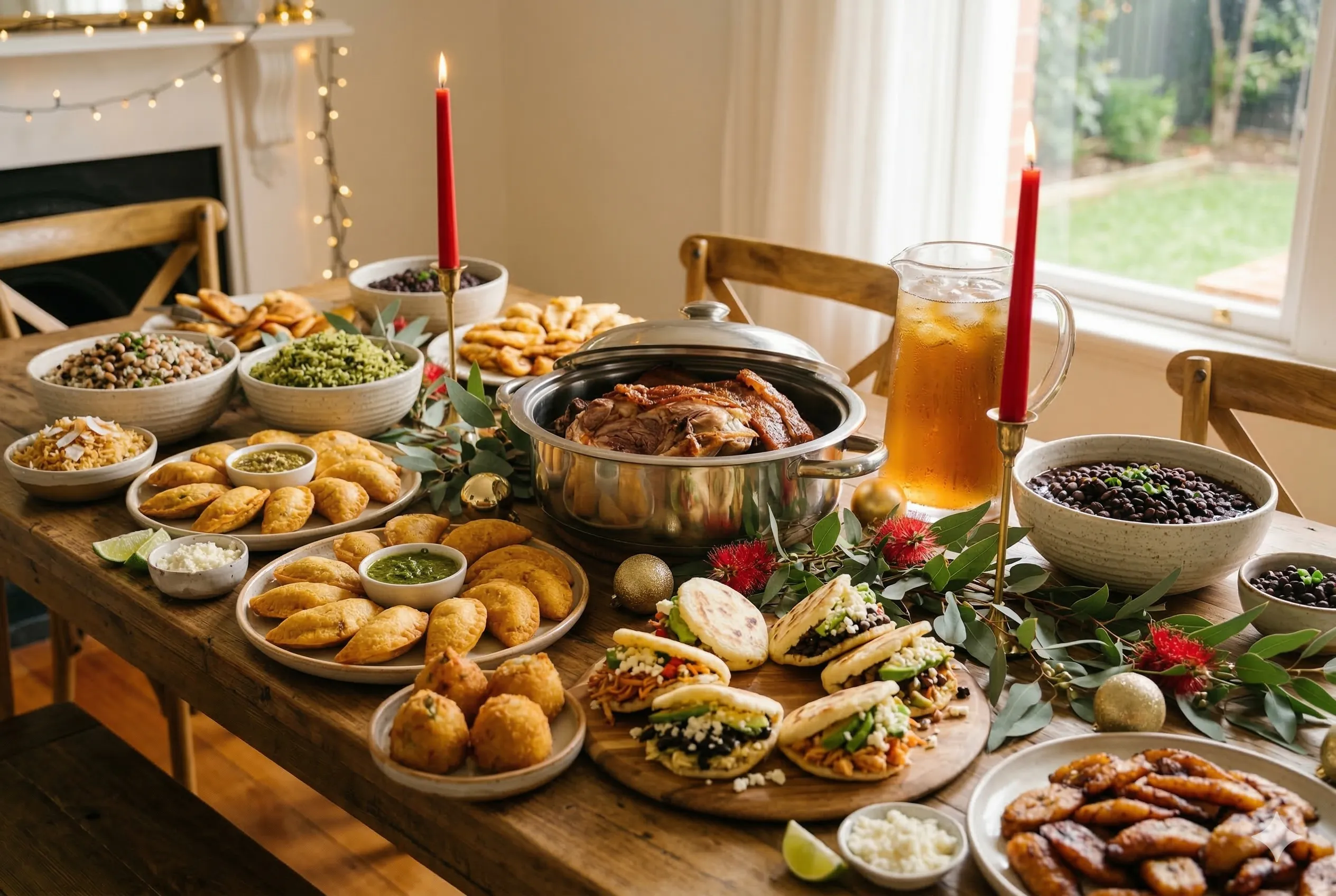 Festive Latin American catering spread for a Christmas party in Melbourne